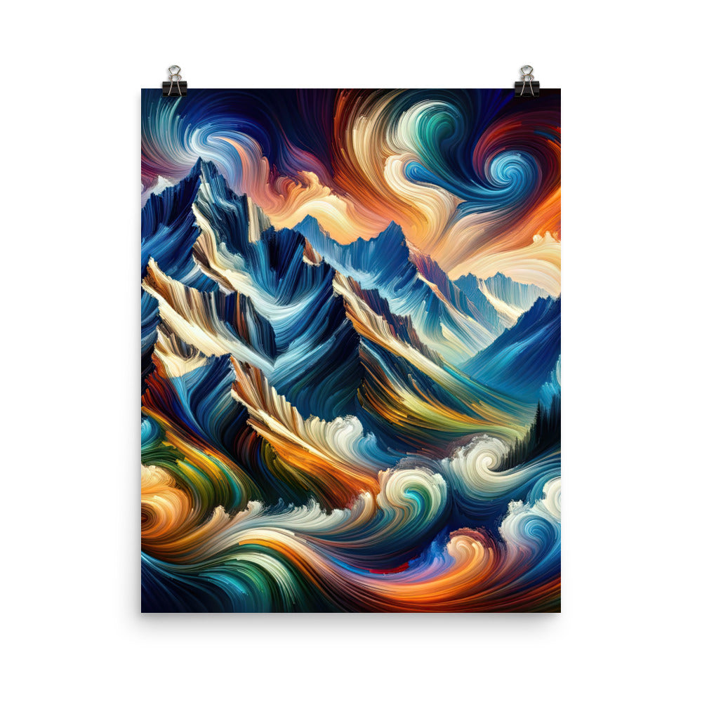 Abstrakte Kunst der Alpen mit lebendigen Farben und wirbelnden Mustern, majestätischen Gipfel und Täler - Premium Luster Photo Paper berge xxx yyy zzz 40.6 x 50.8 cm