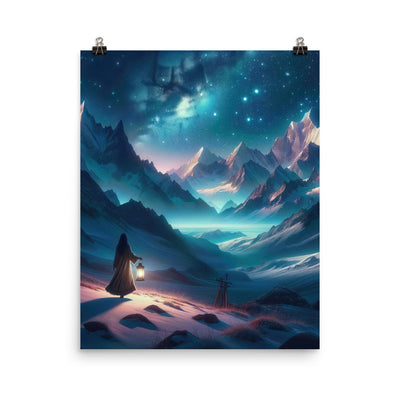 Stille Alpennacht: Digitale Kunst mit Gipfeln und Sternenteppich - Premium Poster (glänzend) wandern xxx yyy zzz 40.6 x 50.8 cm