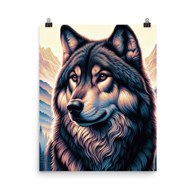 Majestätischer, glänzender Wolf in leuchtender Illustration (AN) - Premium Poster (glänzend) xxx yyy zzz 40.6 x 50.8 cm
