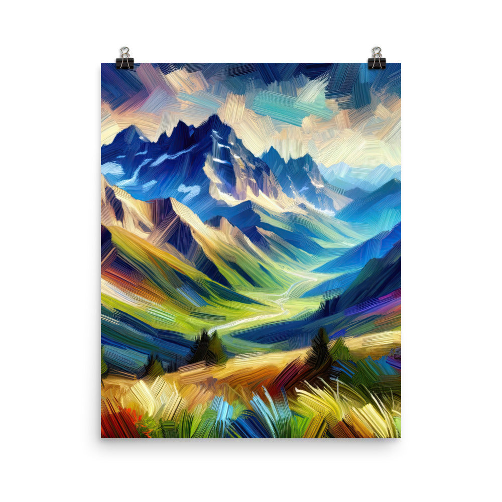 Impressionistische Alpen, lebendige Farbtupfer und Lichteffekte - Premium Poster (glänzend) berge xxx yyy zzz 40.6 x 50.8 cm