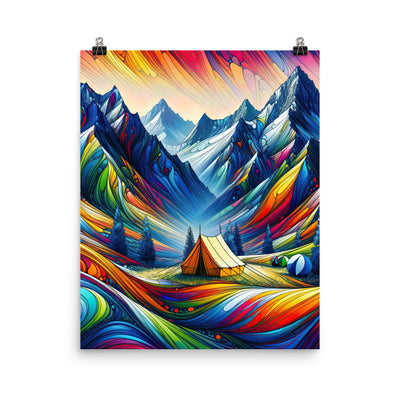 Surreale Alpen in abstrakten Farben, dynamische Formen der Landschaft - Premium Poster (glänzend) camping xxx yyy zzz 40.6 x 50.8 cm