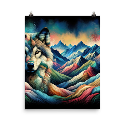 Traumhaftes Alpenpanorama mit Wolf in wechselnden Farben und Mustern (AN) - Premium Poster (glänzend) xxx yyy zzz 40.6 x 50.8 cm