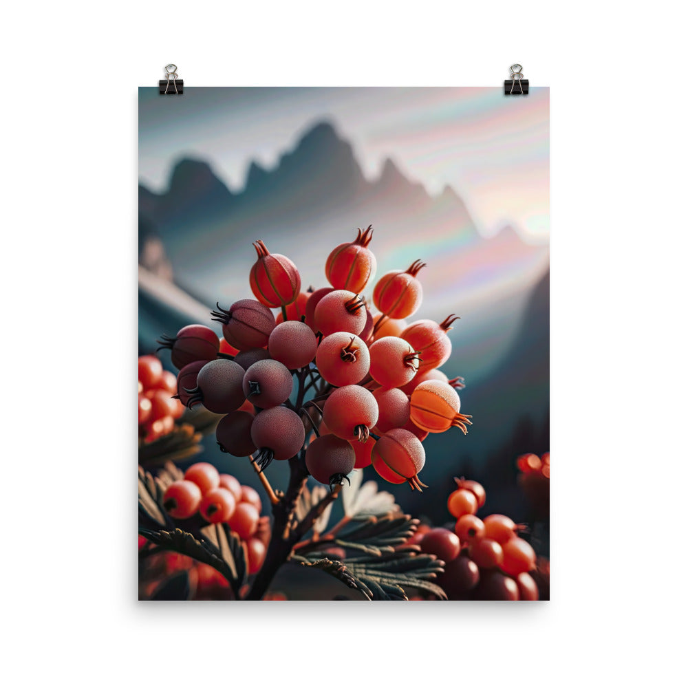 Foto einer Gruppe von Alpenbeeren mit kräftigen Farben und detaillierten Texturen - Premium Poster (glänzend) berge xxx yyy zzz 40.6 x 50.8 cm
