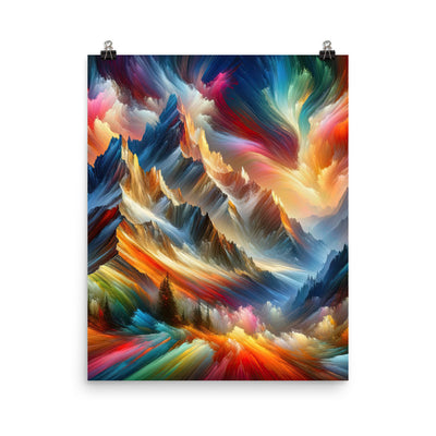 Lebendige abstrakte Alpendarstellung in populärem Kunststil - Premium Poster (glänzend) berge xxx yyy zzz 40.6 x 50.8 cm