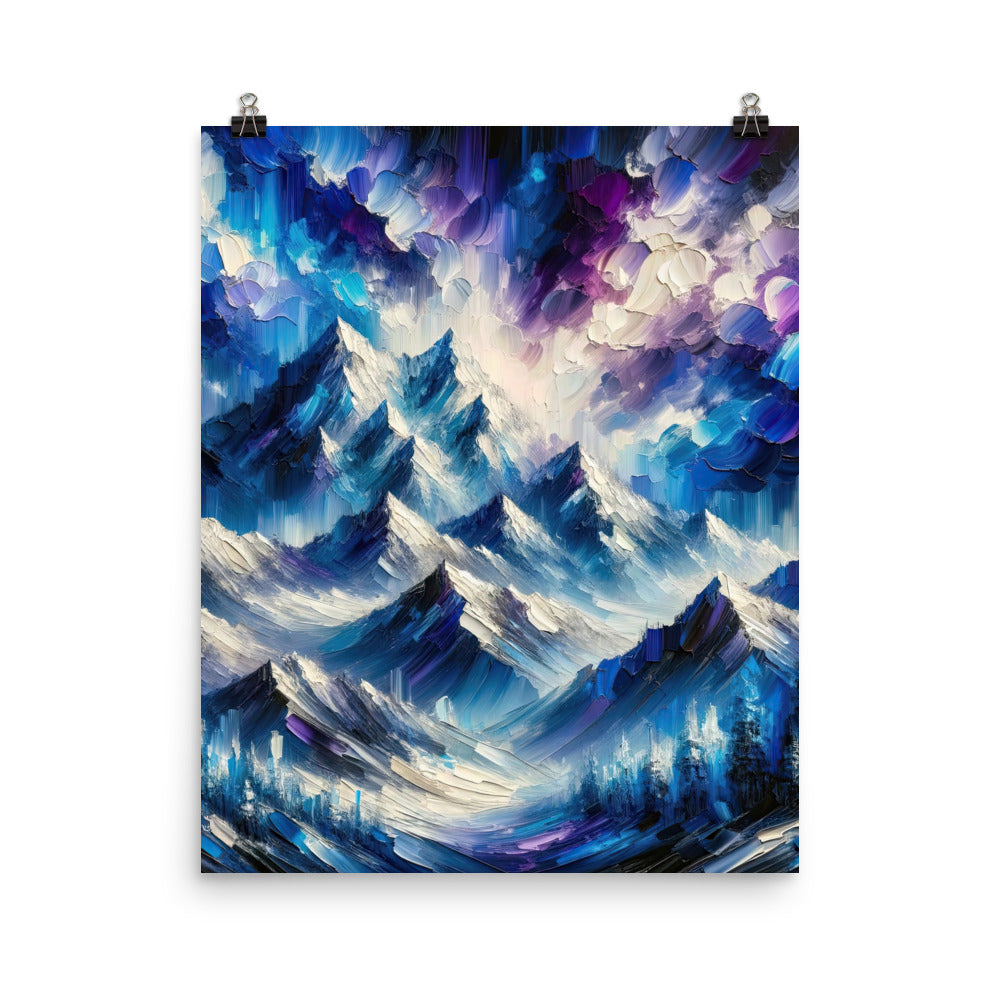 Alpenabstraktion mit dramatischem Himmel in Öl - Premium Poster (glänzend) berge xxx yyy zzz 40.6 x 50.8 cm