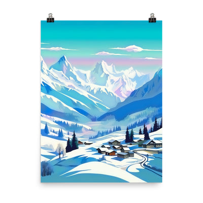 Berge und Schnee - Landschaft - Premium Poster (glänzend) ski xxx 45.7 x 61 cm