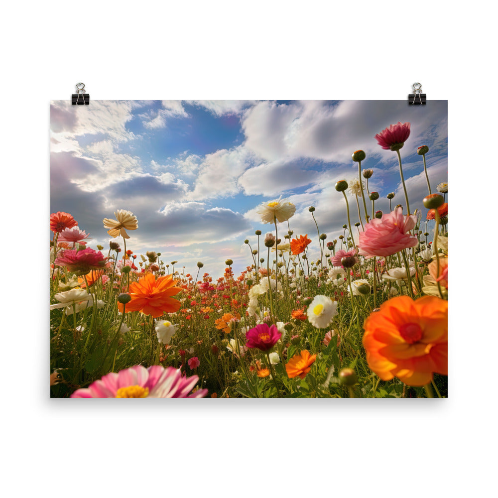 Blumenfeld und Sonnenschein - Premium Poster (glänzend) camping xxx 45.7 x 61 cm