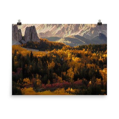 Dolomiten Berge - Malerei - Premium Poster (glänzend) berge xxx 45.7 x 61 cm