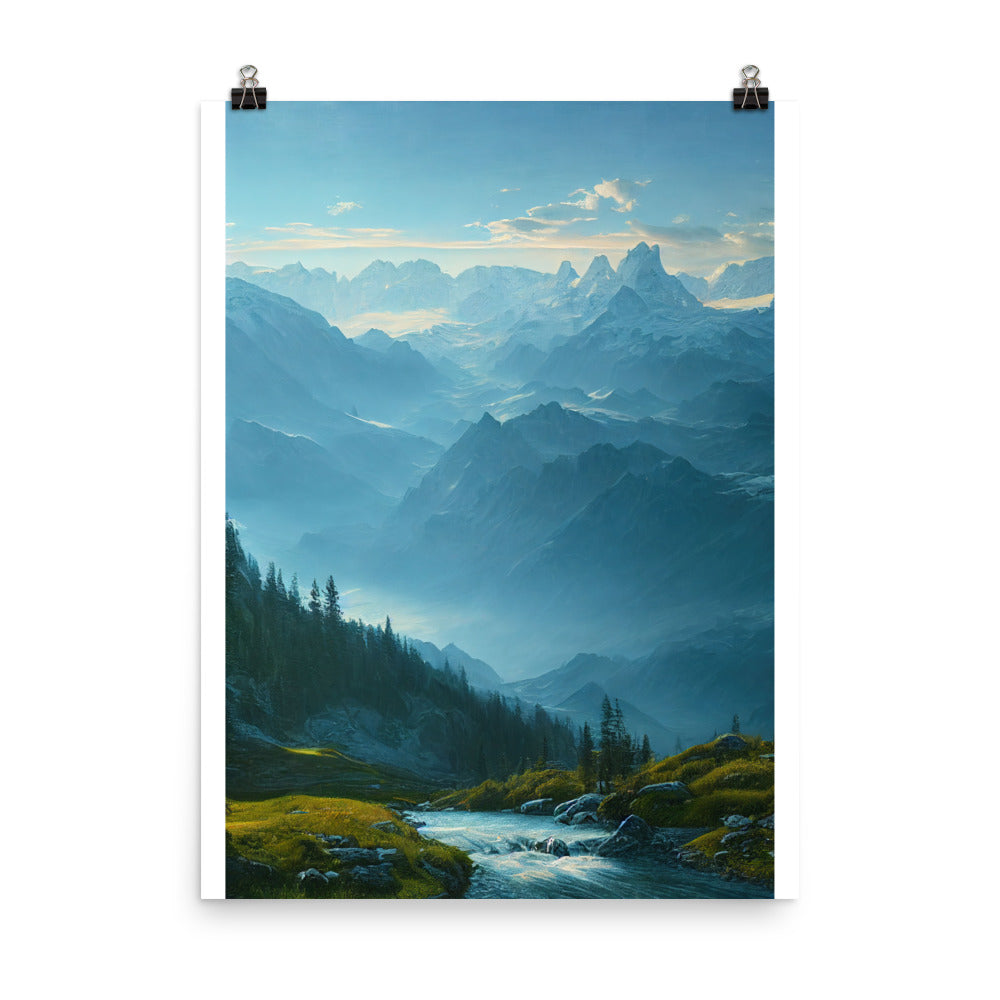 Gebirge, Wald und Bach - Premium Poster (glänzend) berge xxx 45.7 x 61 cm