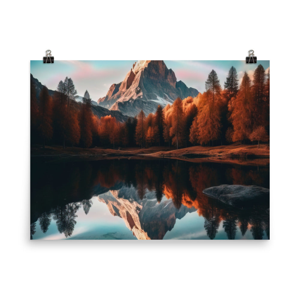 Bergsee, Berg und Bäume - Foto - Premium Poster (glänzend) berge xxx 45.7 x 61 cm