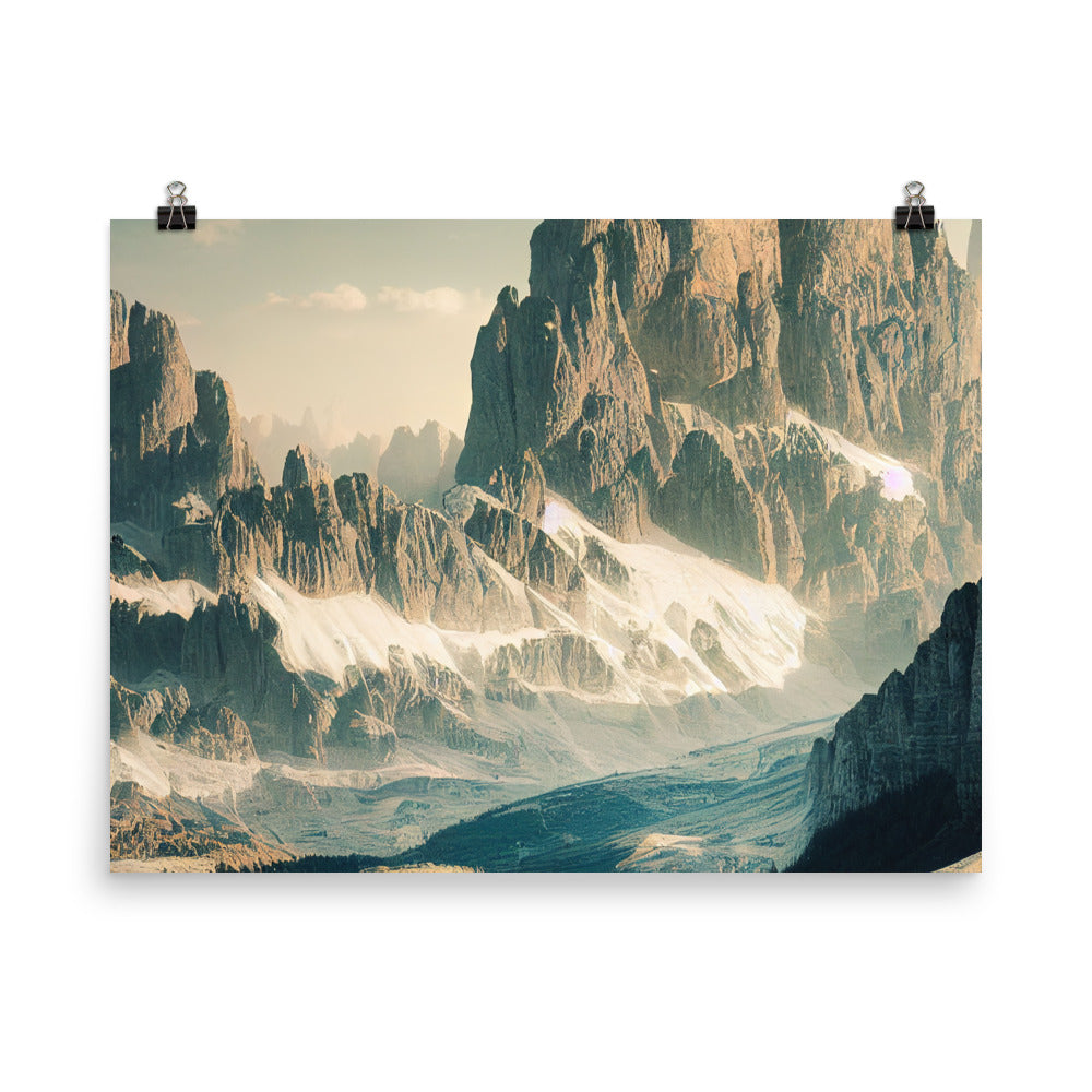 Dolomiten - Landschaftsmalerei - Premium Poster (glänzend) berge xxx 45.7 x 61 cm