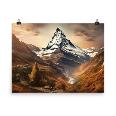Matterhorn - Epische Malerei - Landschaft - Premium Poster (glänzend) berge xxx 45.7 x 61 cm