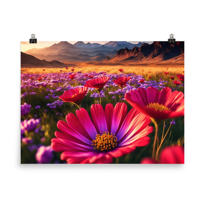 Wünderschöne Blumen und Berge im Hintergrund - Premium Poster (glänzend) berge xxx 45.7 x 61 cm