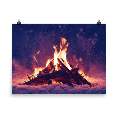 Lagerfeuer im Winter - Campingtrip Foto - Premium Poster (glänzend) camping xxx 45.7 x 61 cm