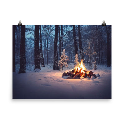 Lagerfeuer im Winter - Camping Foto - Premium Poster (glänzend) camping xxx 45.7 x 61 cm