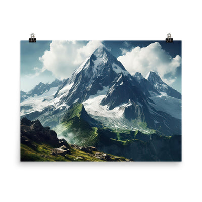 Gigantischer Berg - Landschaftsmalerei - Premium Poster (glänzend) berge xxx 45.7 x 61 cm