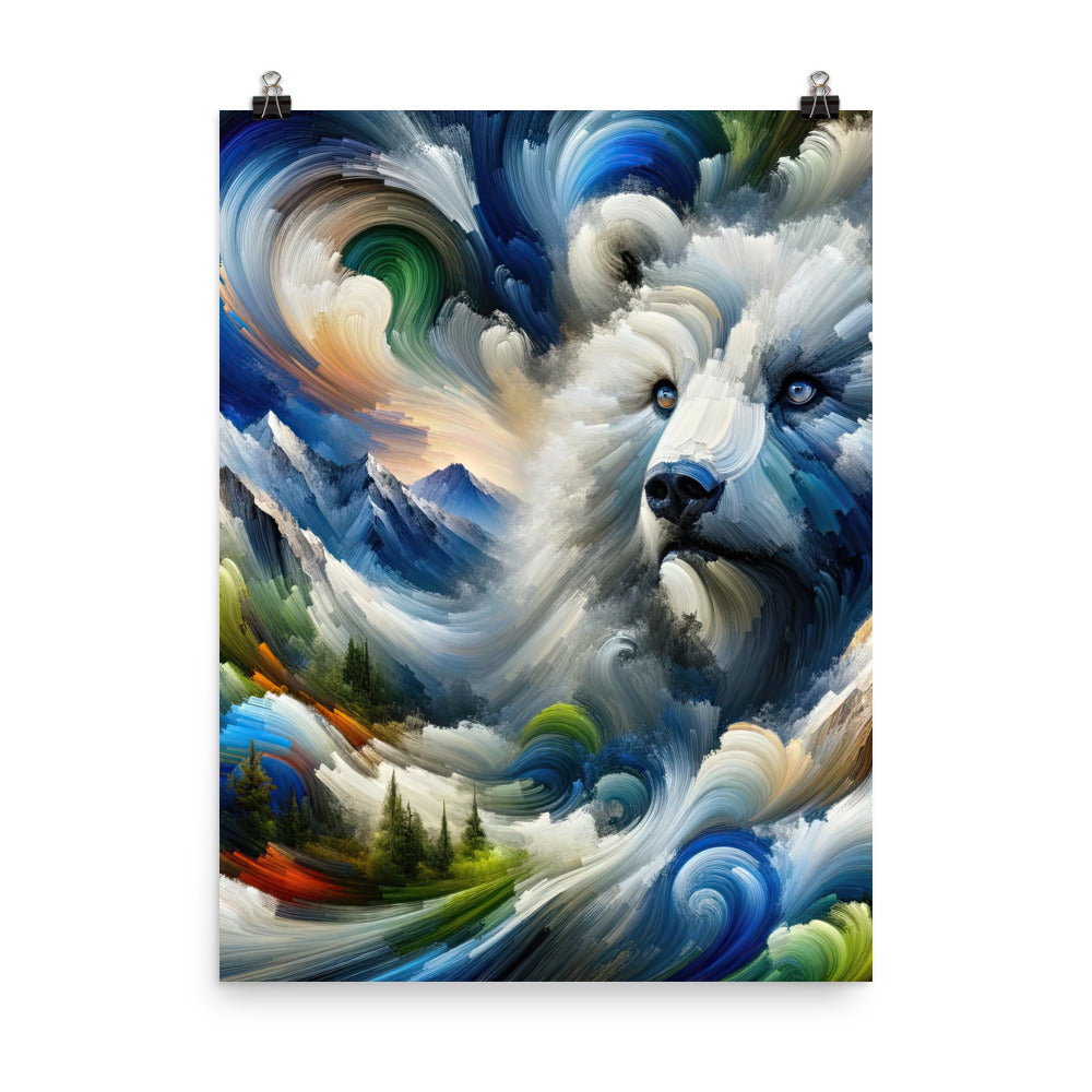 Abstrakte Alpen & Eisbär Kunst in dynamischen Farben - Premium Poster (glänzend) camping xxx yyy zzz 45.7 x 61 cm