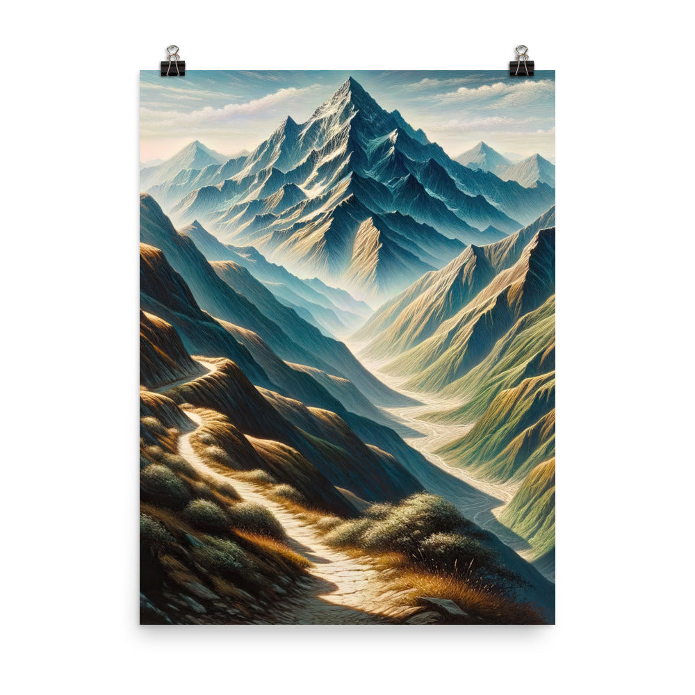 Berglandschaft: Acrylgemälde mit hervorgehobenem Pfad - Premium Poster (glänzend) berge xxx yyy zzz 45.7 x 61 cm