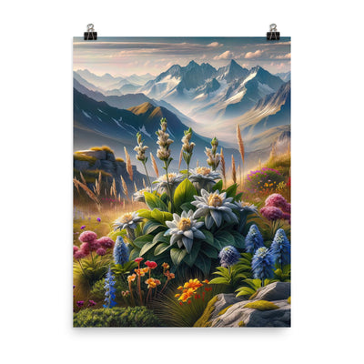 Alpine Flora: Digitales Kunstwerk mit lebendigen Blumen - Premium Poster (glänzend) berge xxx yyy zzz 45.7 x 61 cm