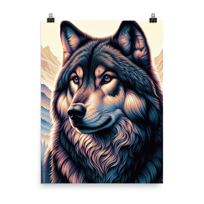 Majestätischer, glänzender Wolf in leuchtender Illustration (AN) - Premium Poster (glänzend) xxx yyy zzz 45.7 x 61 cm