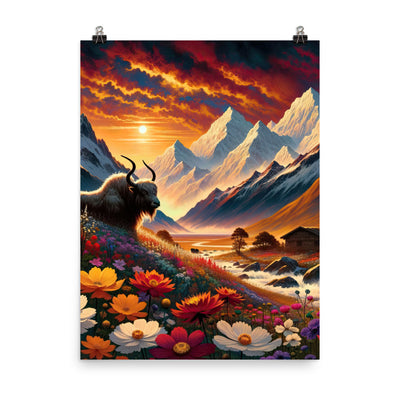 Magischer Alpenabend mit Hochlandkuh und goldener Sonnenkulisse - Premium Poster (glänzend) berge xxx yyy zzz 45.7 x 61 cm