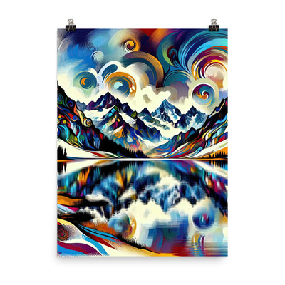 Alpensee im Zentrum eines abstrakt-expressionistischen Alpen-Kunstwerks - Premium Poster (glänzend) berge xxx yyy zzz 45.7 x 61 cm