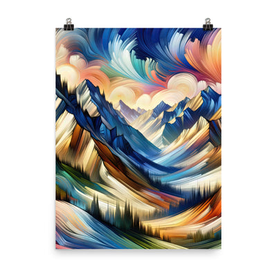 Alpen in abstrakter Expressionismus-Manier, wilde Pinselstriche - Premium Poster (glänzend) berge xxx yyy zzz 45.7 x 61 cm