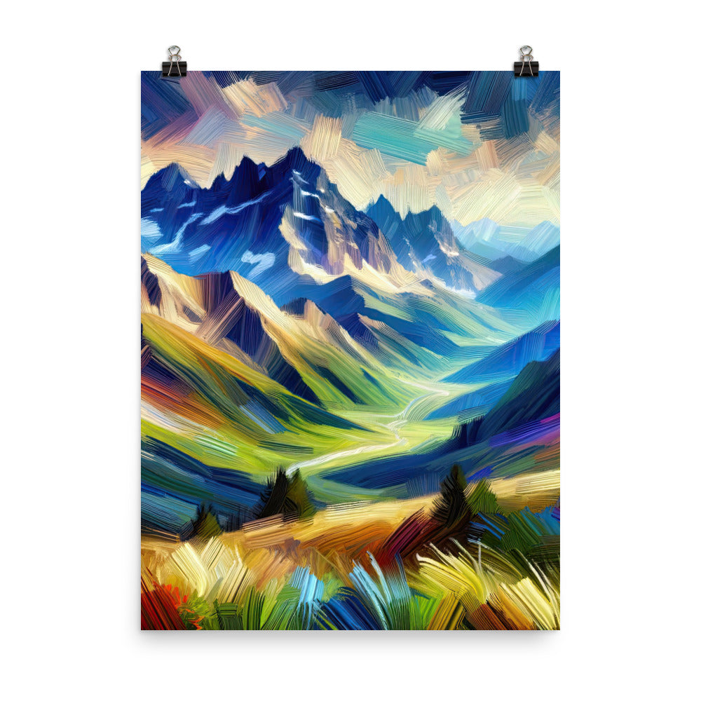 Impressionistische Alpen, lebendige Farbtupfer und Lichteffekte - Premium Poster (glänzend) berge xxx yyy zzz 45.7 x 61 cm