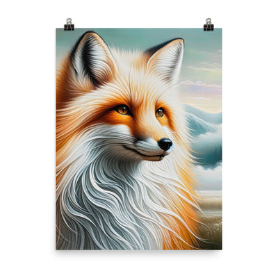 Ölgemälde eines anmutigen, intelligent blickenden Fuchses in Orange-Weiß - Premium Poster (glänzend) camping xxx yyy zzz 45.7 x 61 cm