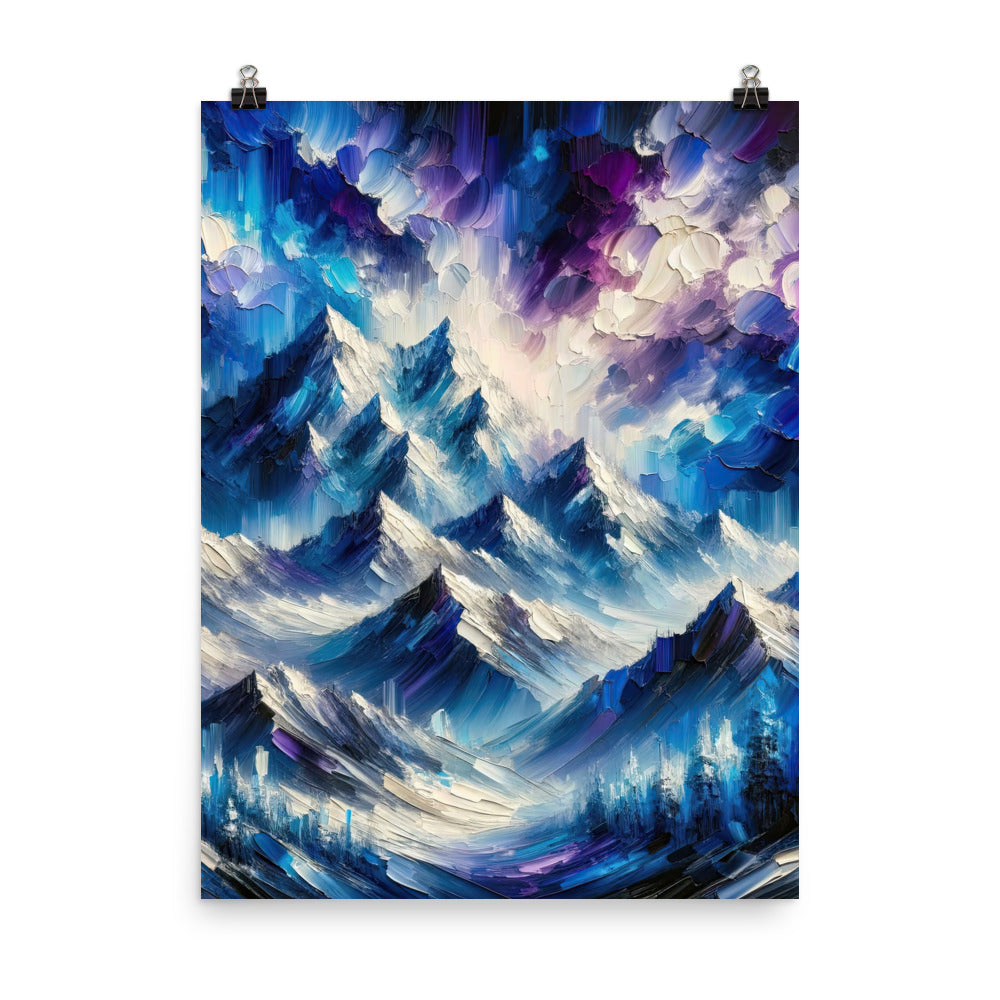 Alpenabstraktion mit dramatischem Himmel in Öl - Premium Poster (glänzend) berge xxx yyy zzz 45.7 x 61 cm