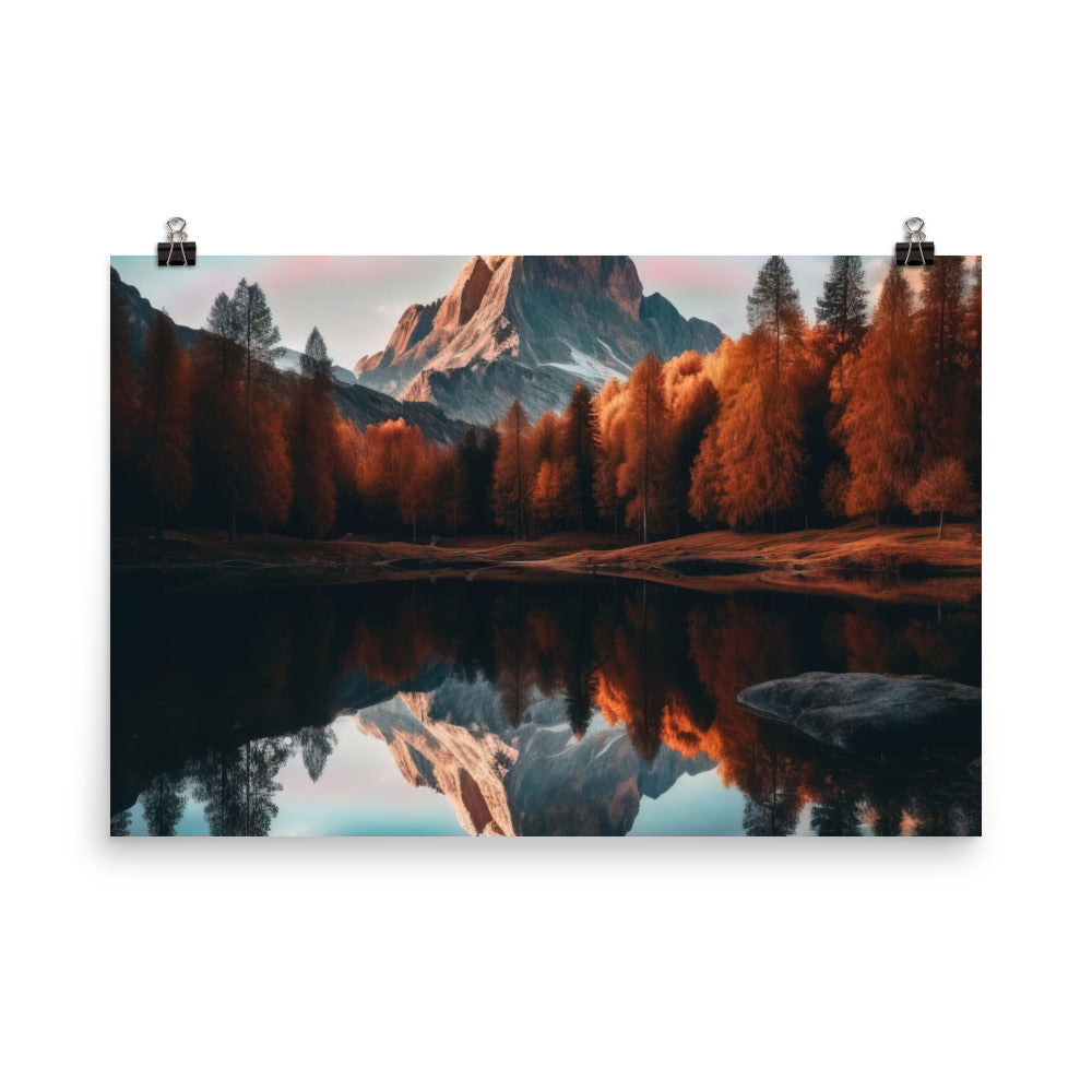Bergsee, Berg und Bäume - Foto - Premium Poster (glänzend) berge xxx 61 x 91.4 cm