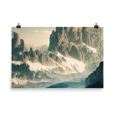 Dolomiten - Landschaftsmalerei - Premium Poster (glänzend) berge xxx 61 x 91.4 cm