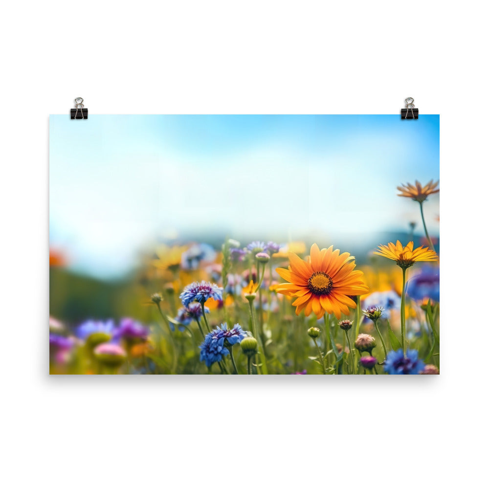Foto von Blumen im Sonnenschein - Nahaufnahme - Premium Poster (glänzend) camping xxx 61 x 91.4 cm