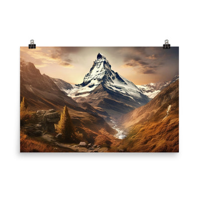 Matterhorn - Epische Malerei - Landschaft - Premium Poster (glänzend) berge xxx 61 x 91.4 cm