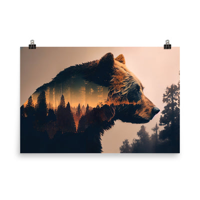 Bär und Bäume Illustration - Premium Poster (glänzend) camping xxx 61 x 91.4 cm