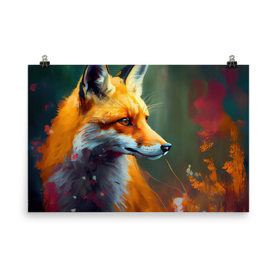 Fuchs - Ölmalerei - Schönes Kunstwerk - Premium Poster (glänzend) camping xxx 61 x 91.4 cm