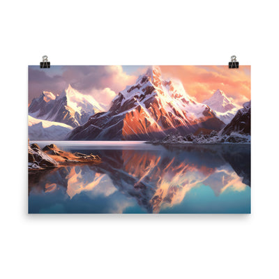 Berg und Bergsee - Landschaftsmalerei - Premium Poster (glänzend) berge xxx 61 x 91.4 cm