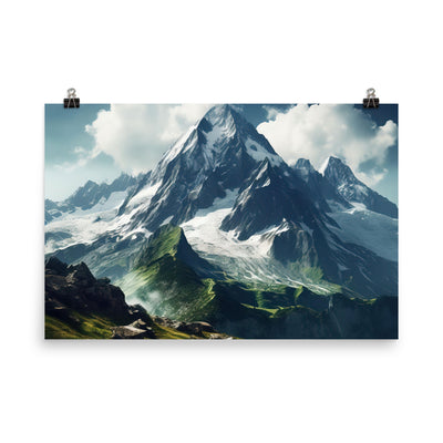 Gigantischer Berg - Landschaftsmalerei - Premium Poster (glänzend) berge xxx 61 x 91.4 cm