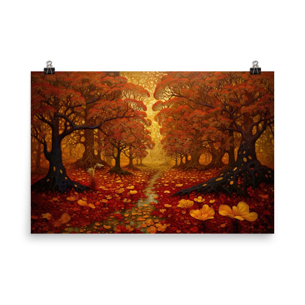 Wald im Herbst und kleiner Bach - Premium Poster (glänzend) camping xxx 61 x 91.4 cm