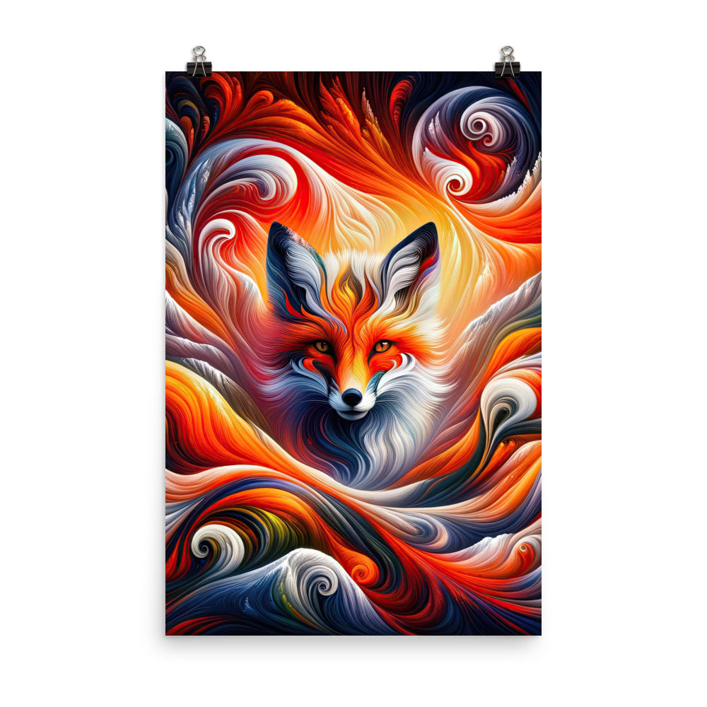 Abstraktes Kunstwerk, das den Geist der Alpen verkörpert. Leuchtender Fuchs in den Farben Orange, Rot, Weiß - Premium Luster Photo camping xxx yyy zzz 61 x 91.4 cm