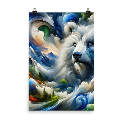 Abstrakte Alpen & Eisbär Kunst in dynamischen Farben - Premium Poster (glänzend) camping xxx yyy zzz 61 x 91.4 cm