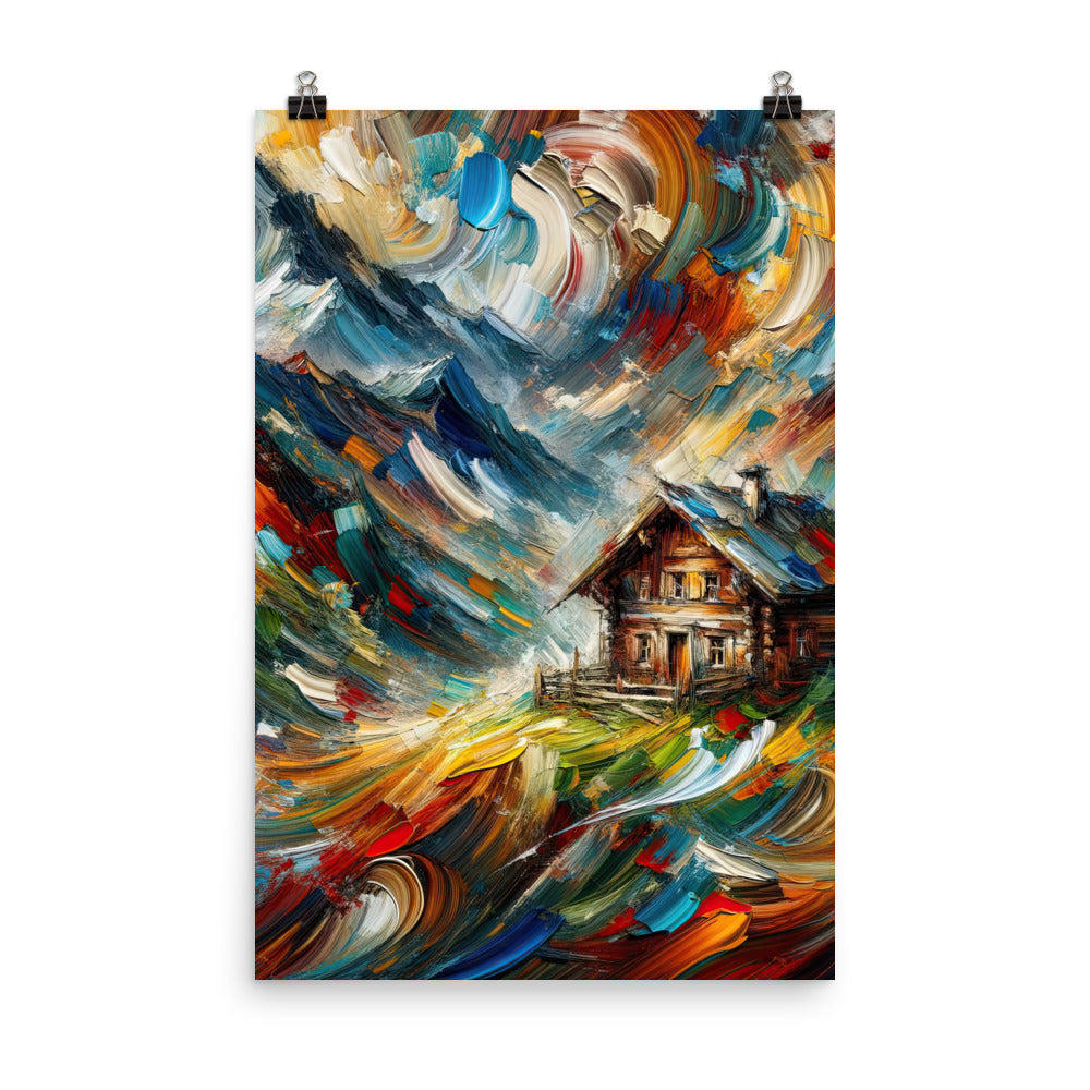 Expressionistisches Farbchaos der Alpen und Schönheit der Berge - Abstrakt - Premium Poster (glänzend) berge xxx yyy zzz 61 x 91.4 cm