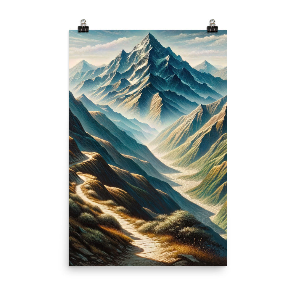 Berglandschaft: Acrylgemälde mit hervorgehobenem Pfad - Premium Poster (glänzend) berge xxx yyy zzz 61 x 91.4 cm