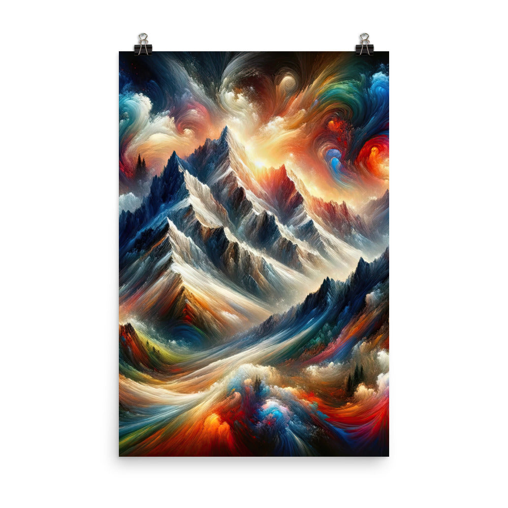 Expressionistische Alpen, Berge: Gemälde mit Farbexplosion - Premium Poster (glänzend) berge xxx yyy zzz 61 x 91.4 cm
