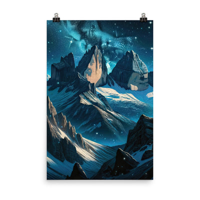 Fuchs in Alpennacht: Digitale Kunst der eisigen Berge im Mondlicht - Premium Poster (glänzend) camping xxx yyy zzz 61 x 91.4 cm