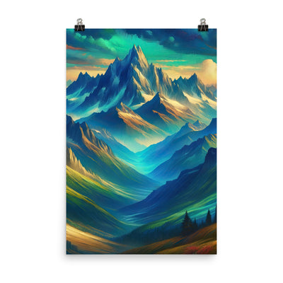 Atemberaubende alpine Komposition mit majestätischen Gipfeln und Tälern - Premium Poster (glänzend) berge xxx yyy zzz 61 x 91.4 cm