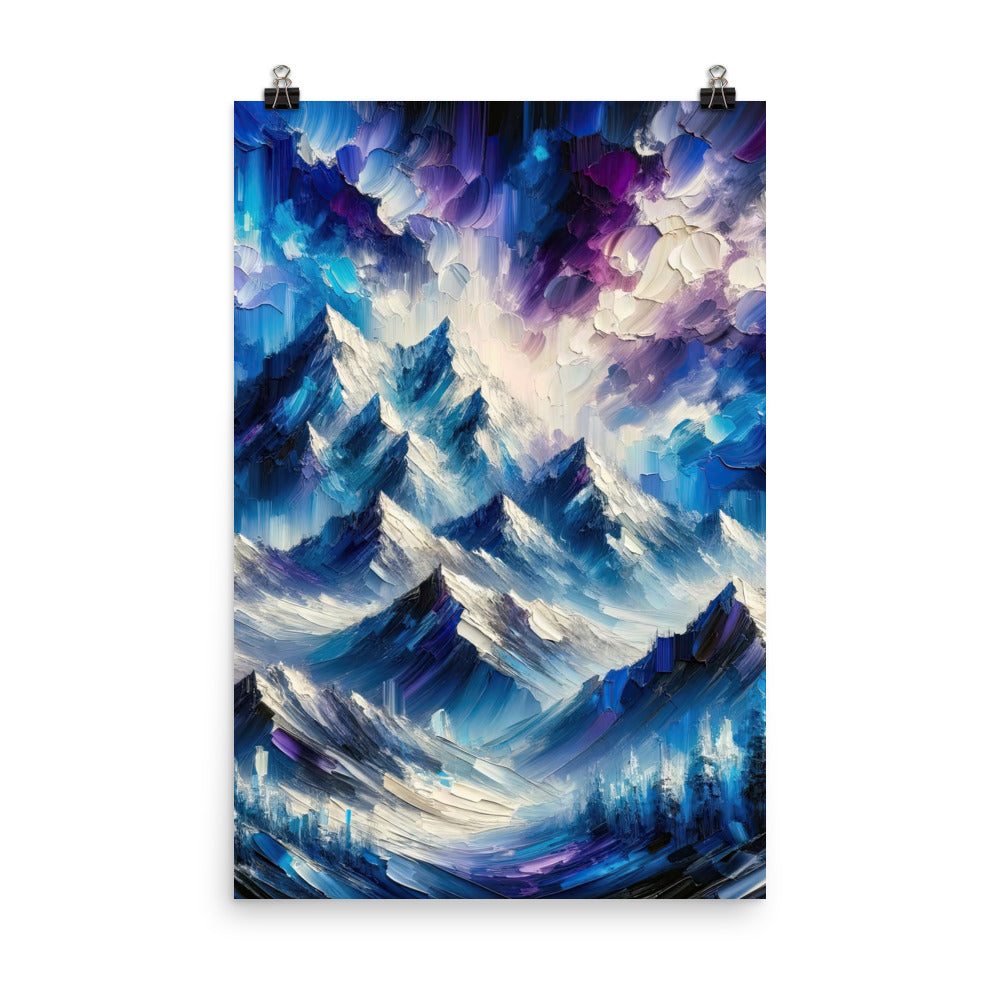 Alpenabstraktion mit dramatischem Himmel in Öl - Premium Poster (glänzend) berge xxx yyy zzz 61 x 91.4 cm