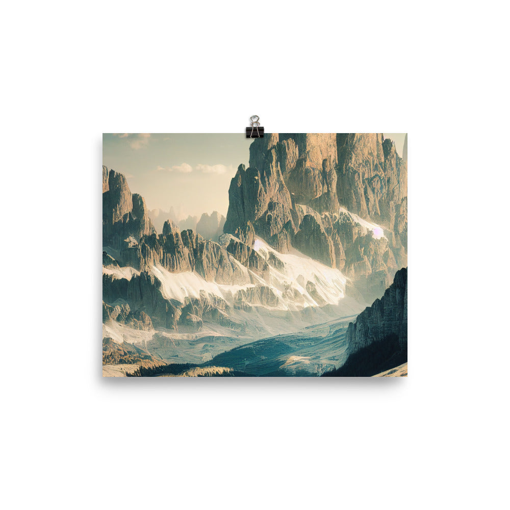 Dolomiten - Landschaftsmalerei - Premium Poster (glänzend) berge xxx 20.3 x 25.4 cm