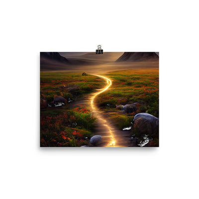 Landschaft mit wilder Atmosphäre - Malerei - Premium Poster (glänzend) berge xxx 20.3 x 25.4 cm