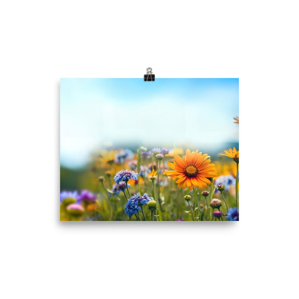 Foto von Blumen im Sonnenschein - Nahaufnahme - Premium Poster (glänzend) camping xxx 20.3 x 25.4 cm